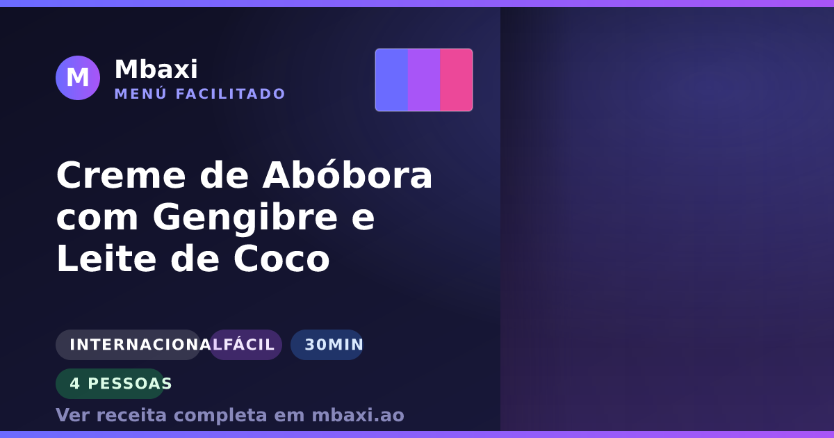 Creme de Abóbora com Gengibre e Leite de Coco