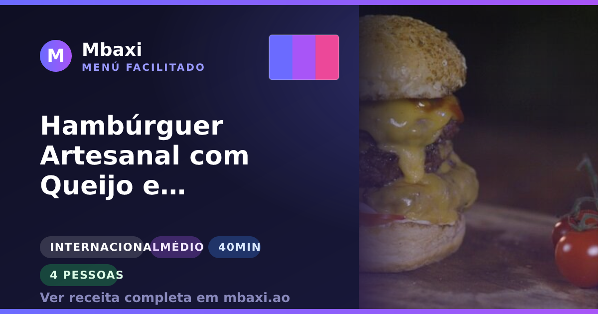 Hambúrguer Artesanal com Queijo e Caramelizado