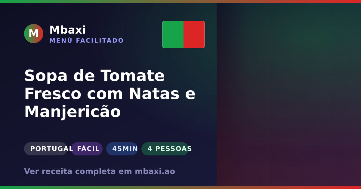 Sopa de Tomate Fresco com Natas e Manjericão